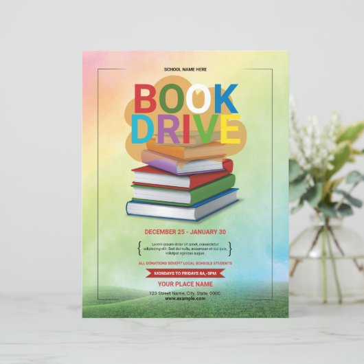 Vorlage für den Flyer Book Drive (Stehend Vorderseite)