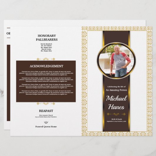 Vorlage für den Flyer des Beerdigungsprogramms (Vorne/Hinten)