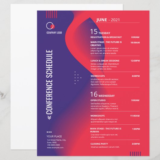 Vorlage für den Flyer des Konferenzplans (Vorne/Hinten)