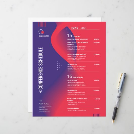 Vorlage für den Flyer des Konferenzplans (Vorderseite/Rückseite Beispiel)