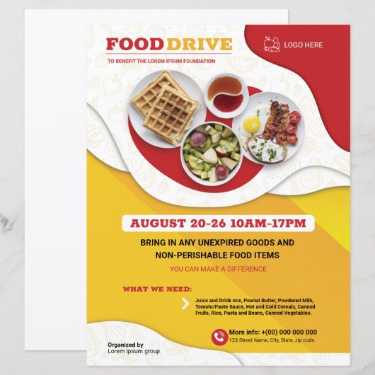 Vorlage für den Flyer des Lebensmittellaufwerks (Vorne/Hinten)