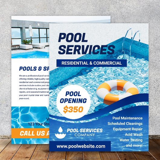 Vorlage für den Flyer des Schwimmbad Services Comp