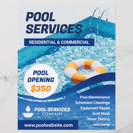 Vorlage für den Flyer des Schwimmbad Services Comp (Vorne)