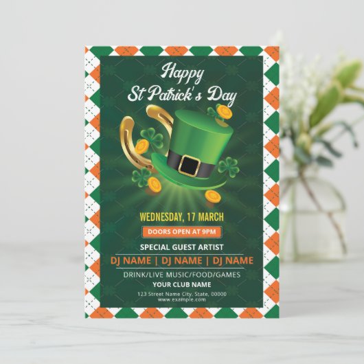 Vorlage für den Flyer des St. Patrick's Day (Stehend Vorderseite)