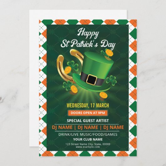 Vorlage für den Flyer des St. Patrick's Day (Vorne/Hinten)