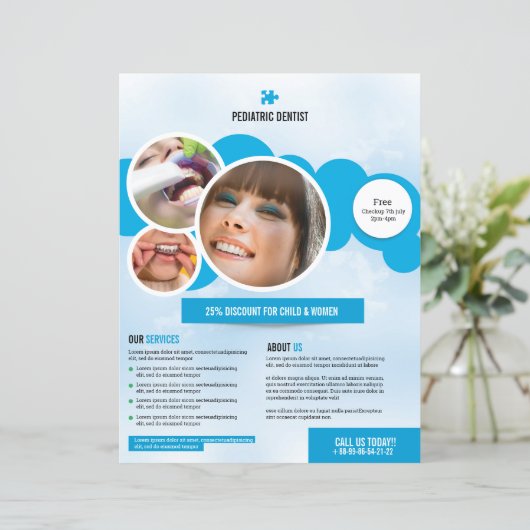 Vorlage für den Flyer des Zahnarztservice (Stehend Vorderseite)