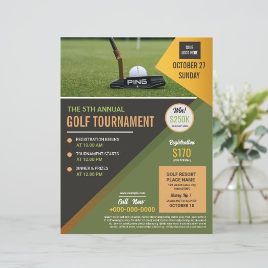 Vorlage für den Flyer eines Golfturniers (Stehend Vorderseite)