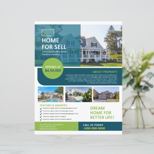 Vorlage für den Flyer eines Unternehmens mit echte (Stehend Vorderseite)