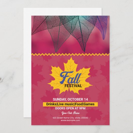 Vorlage für den Flyer Herbst/Herbst-Party Einladun (Vorne/Hinten)