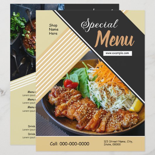 Vorlage für den Flyer im Restaurant | Werbegestalt (Vorne/Hinten)