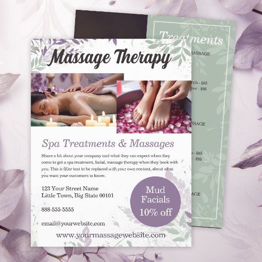 Vorlage für den Flyer "Massage Therapy Services"