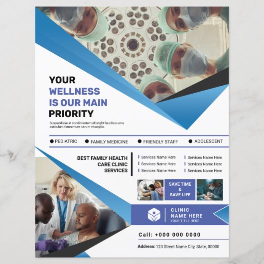 Vorlage für den Flyer medizinischer Kliniken (Vorderseite)