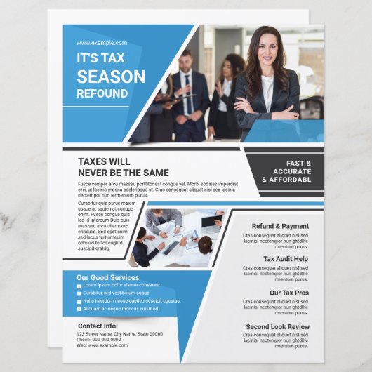 Vorlage für den Flyer Steuererklärung (Vorne/Hinten)