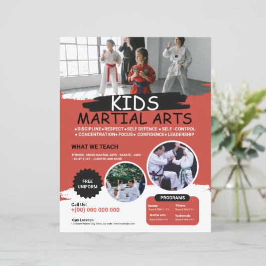 Vorlage für den Flyer von Kids Martial Arts (Stehend Vorderseite)