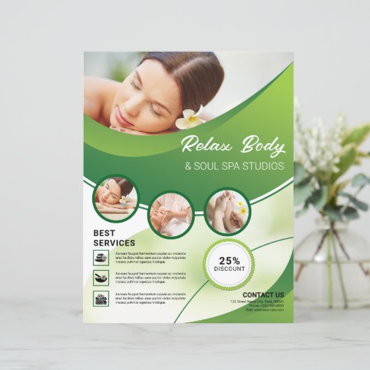 Vorlage für den Flyer "Wellness-Center & Beauty Ca (Stehend Vorderseite)