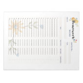 Vorlage für den Hausaufgaben-Planer Notizblock (Vorderseite)