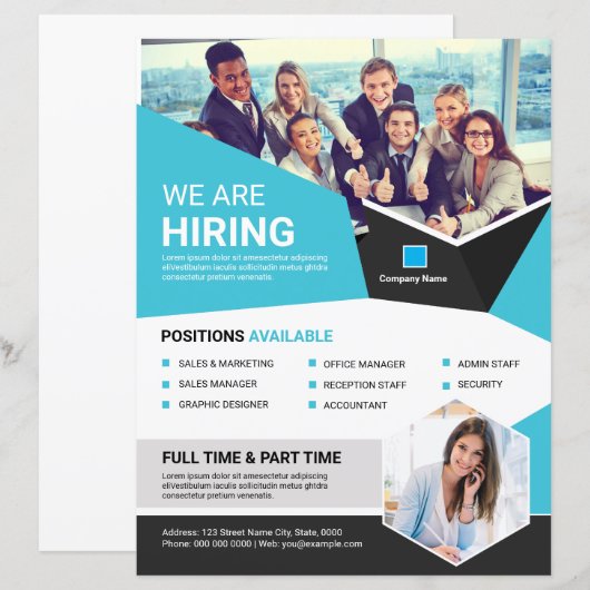 Vorlage für den Job Vacancy-Flyer (Vorne/Hinten)