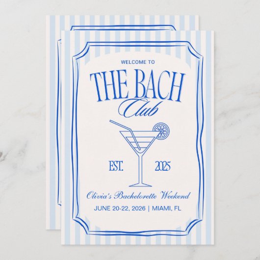 Vorlage für den Junggeselinnen-Abschied, Bach Club (Vorne/Hinten)