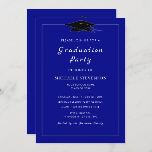 Vorlage für den personalisierten blauen Abschluss (Vorne/Hinten)