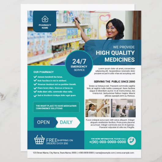 Vorlage für den Pharmacy-Flyer (Vorne/Hinten)