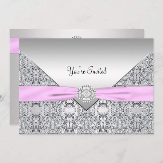 Vorlage für den rosa Jeder Anlass Party Einladung (Vorne/Hinten)