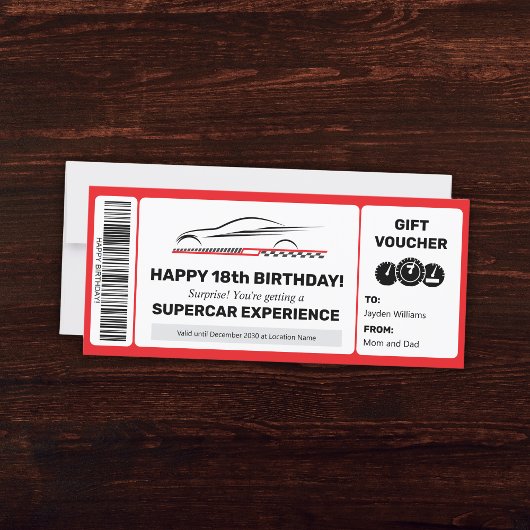 Vorlage für den Supercar Experience Voucher