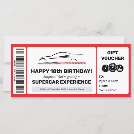 Vorlage für den Supercar Experience Voucher (Vorderseite)