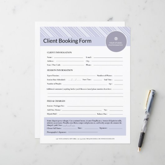 Vorlage für den Vertrag mit dem Fotografen (Vorderseite/Rückseite Beispiel)