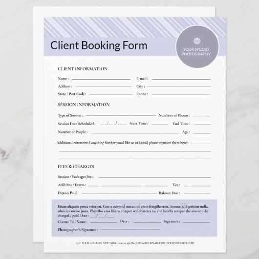 Vorlage für den Vertrag mit dem Fotografen (Vorne/Hinten)