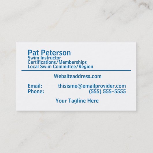 Vorlage für den Wasserpolo-Tauchbecken für Schwimm Visitenkarte (Rückseite)