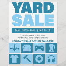 Vorlage für den Yard Sale-Flyer (Aqua Blue)