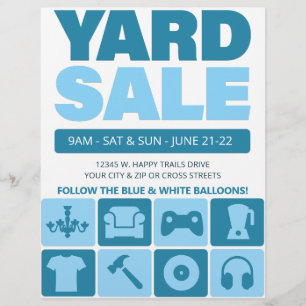 Vorlage für den Yard Sale-Flyer (Aqua Blue) Flyer