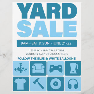 Vorlage für den Yard Sale-Flyer (Aqua Blue) Flyer