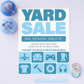 Vorlage für den Yard Sale-Flyer (Aqua Blue) Flyer (Einzeln)