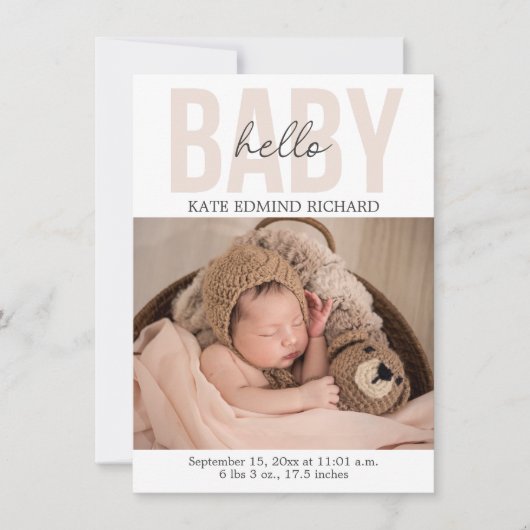 Vorlage für die Ankündigung der Geburt eines Neuge (Vorderseite)