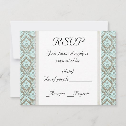 Vorlage für die Aqua Damask RSVP-Karte (Vorderseite)