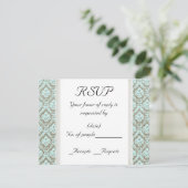 Vorlage für die Aqua Damask RSVP-Karte (Stehend Vorderseite)