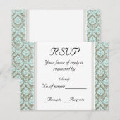 Vorlage für die Aqua Damask RSVP-Karte (Vorne/Hinten)