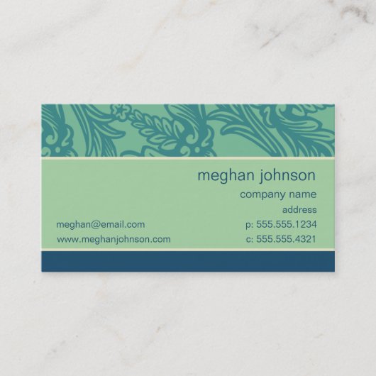 Vorlage für die Aquamarine Visitenkarte von Aqua B (Vorderseite)