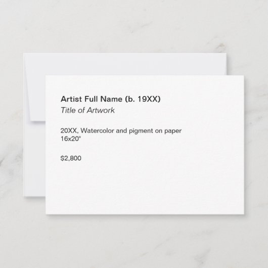 Vorlage für die Ausstellung von Kunstwerken (Vorderseite)