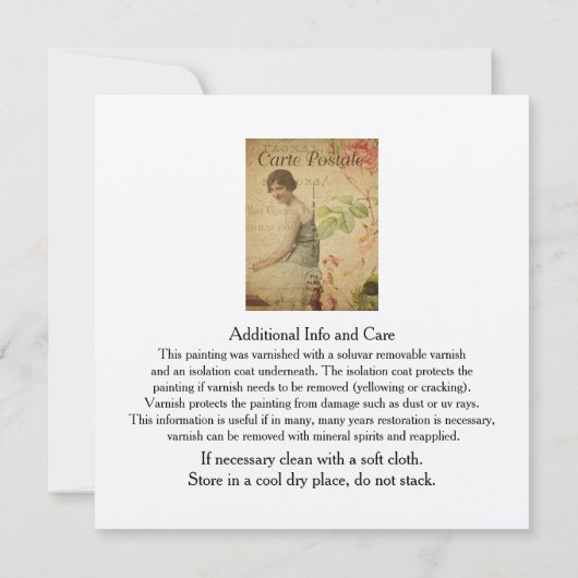 Vorlage für die Authentizität eines Künstlers (Rückseite)