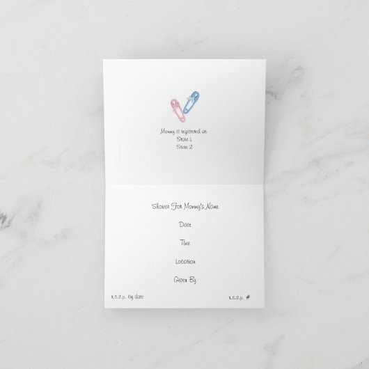 Vorlage für die Baby-Dusche (Innenseite)