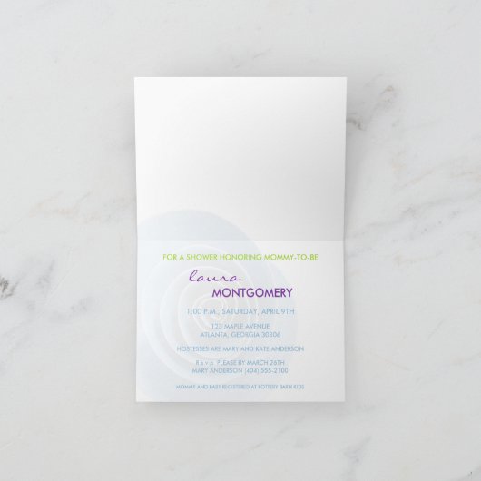 Vorlage für die Babydusche (Innenseite)