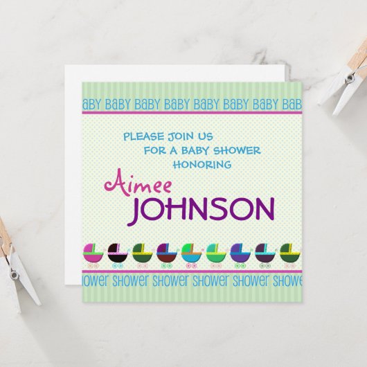 Vorlage für die Babydusche (Vorderseite/Rückseite Beispiel)