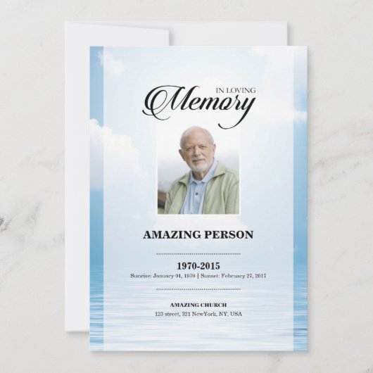 Vorlage für die Beerdigungskarte (Vorderseite)