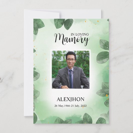 Vorlage für die Beerdigungskarte (Vorderseite)