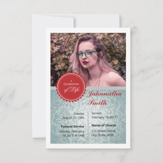 Vorlage für die Beerdigungskarte (Vorderseite)