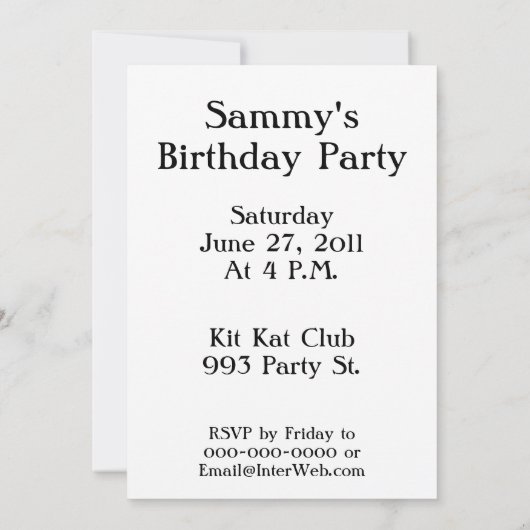 Vorlage für die benutzerdefinierte Einladung von T (Rückseite)