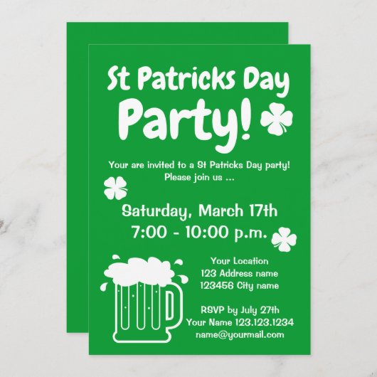 Vorlage für die benutzerdefinierte St. Patrick's D (Vorne/Hinten)