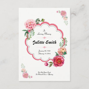 Vorlage für die Bestattungskarte